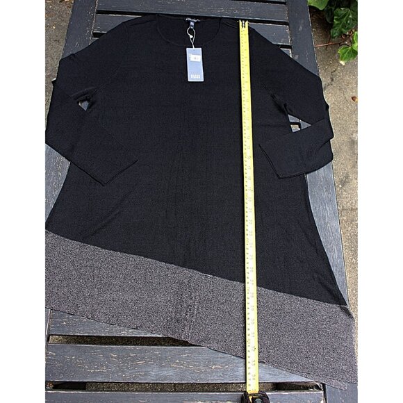 New w/Tags - Eileen Fisher Rayon Nylon Crinkle Asymmetric Tunic, Black, Lrg - Picture 12 of 14